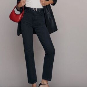 Reformation - Cynthia High Rise Straight Jean - Seattle Wash Black - Size 25